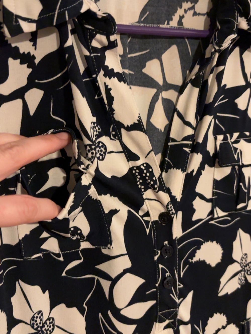 Old Navy Navy and White Floral Button-Front Midi Dress